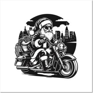 Santa's Wild Ride: Motorcycle Xmas Tee Posters and Art